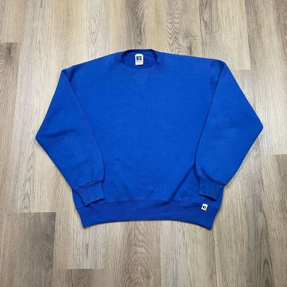 Vintage Russell Athletic Sweatshirt Mens Large Blue Crewneck Pullover USA 90s - Picture 1 of 10